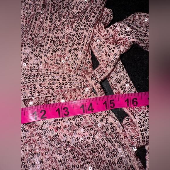 NEW FASHION NOVA Can't Hide The Shine Sequin PINK Jumpsuit SZ L - Picture 11 of 13